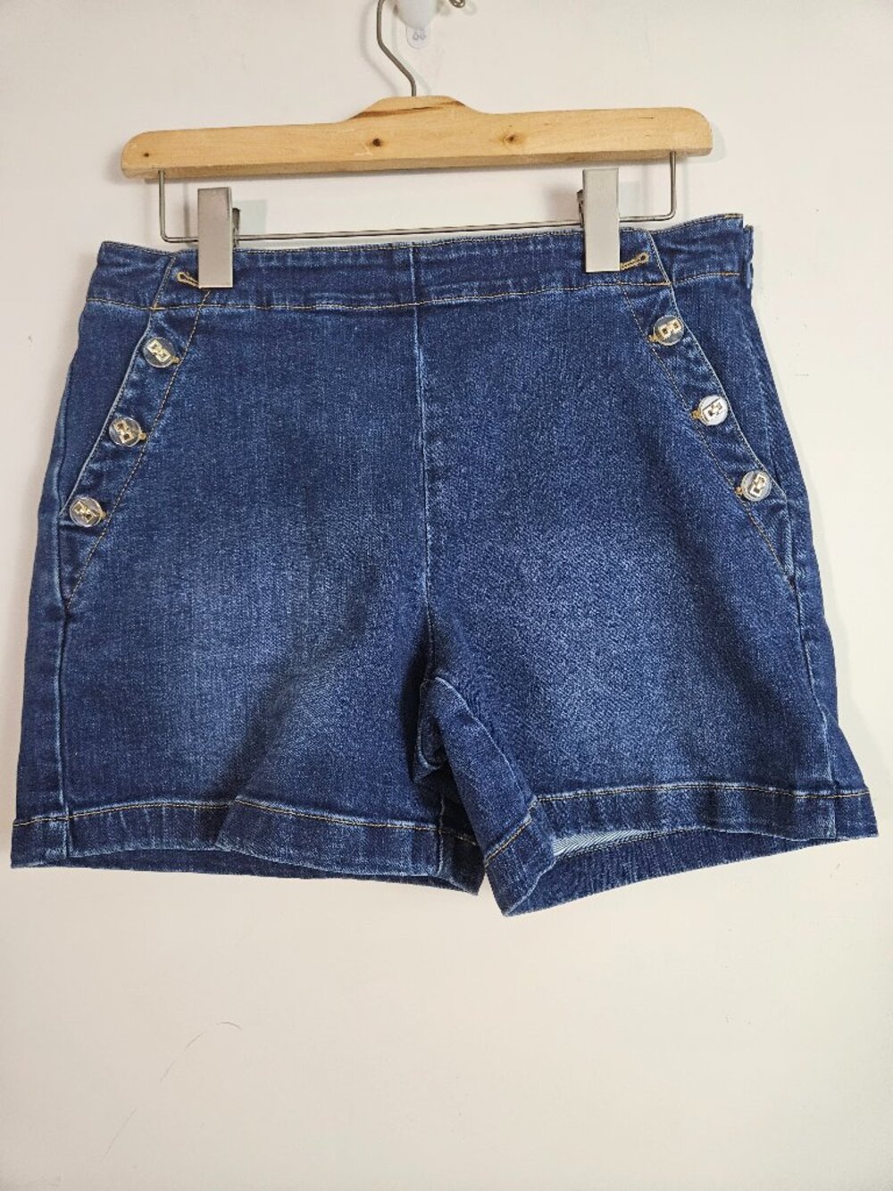 J. McLaughlin Denim Shorts 10 Blue Dark Wash Sailor Nautical Coastal Preppy